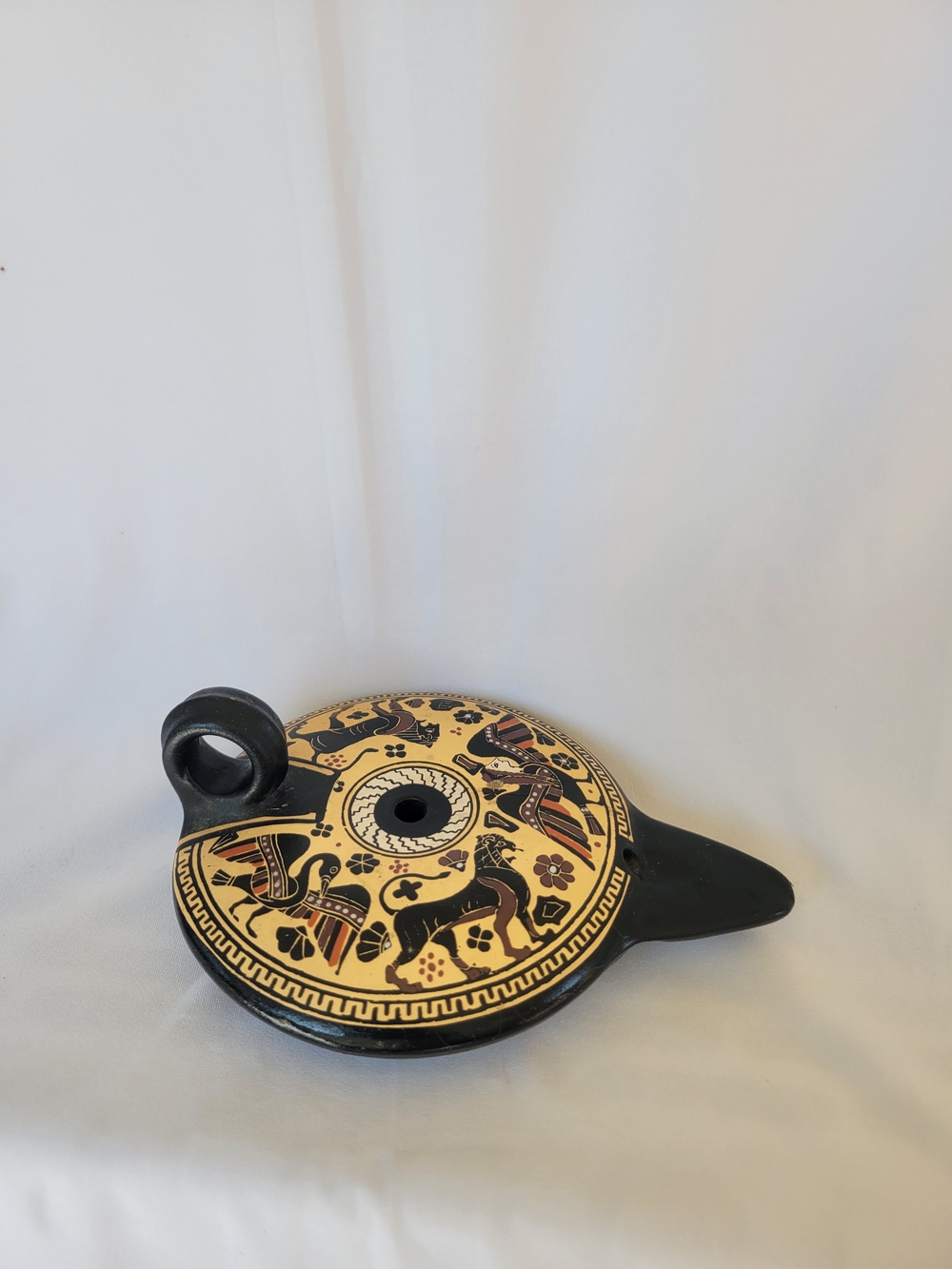 Black and Tan Decorative Ceramic Oil Lamp - Classic Home Art